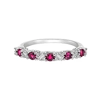 14K White Gold Ruby & diamond band