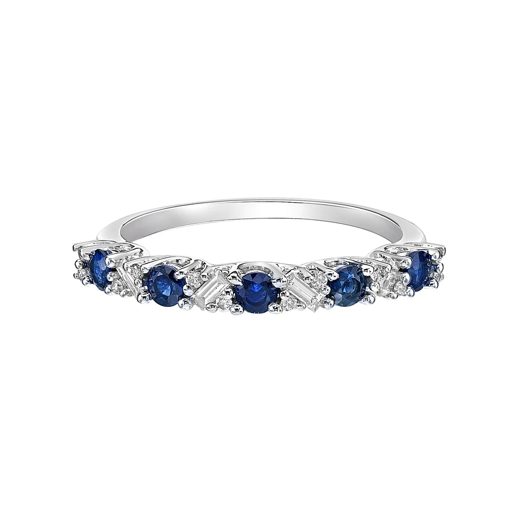 14K White Gold Sapphire & diamond band