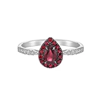 10K White Gold Prong-set Ruby & Diamond ring