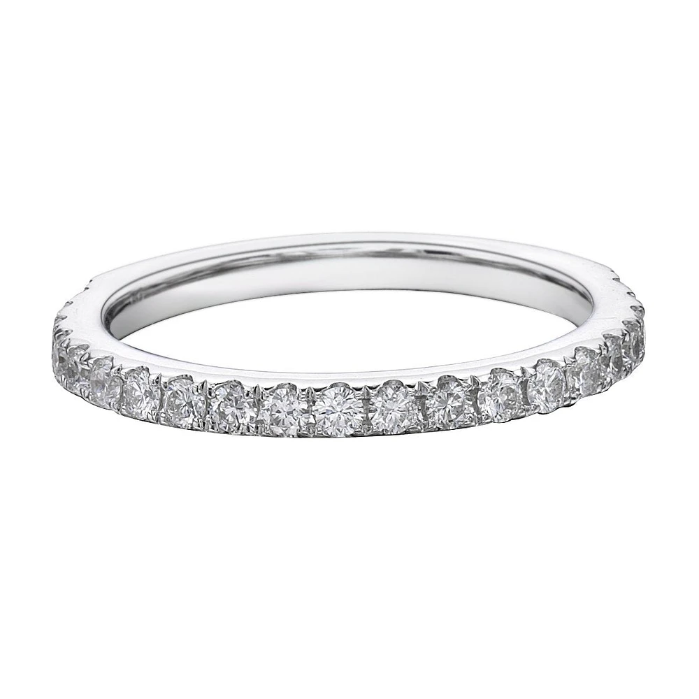 14K White Gold Prong-set diamond eternity wedding band