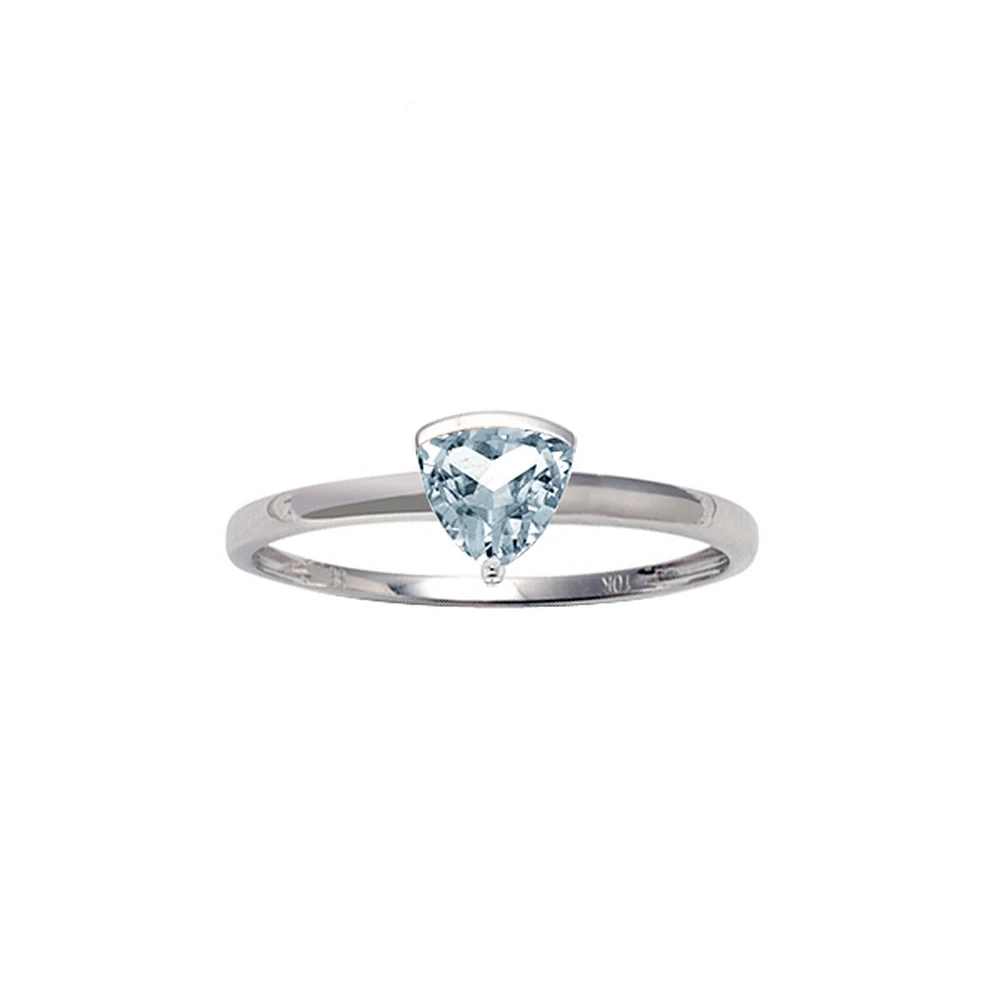 10K White Gold Prong-set Aquamarine ring