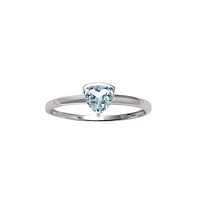 10K White Gold Prong-set Aquamarine ring