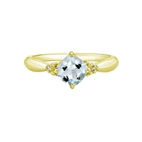 10K Yellow Gold 0.76cttw Aquamarine and 0.008cttw Diamond Ring, size 7