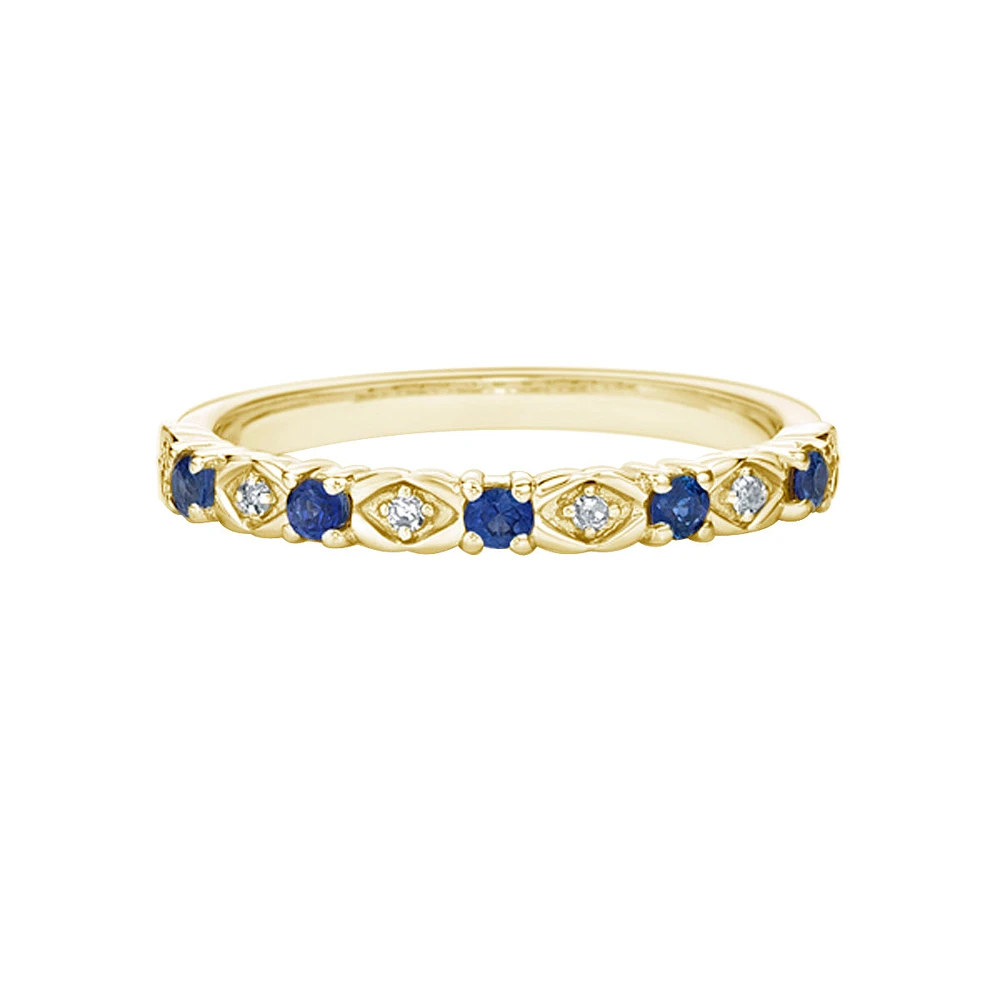 10K Yellow Gold Sapphire & diamond band