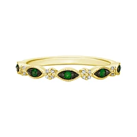 10K Yellow Gold Emerald & diamond wedding band
