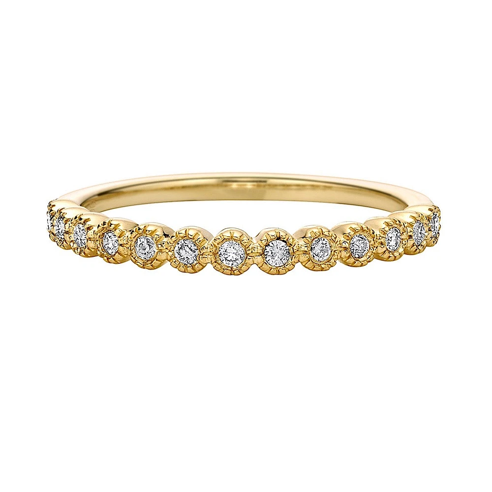 10K Gold 1/6ct twt bezel-set diamond wedding band