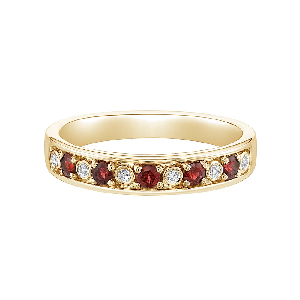 14K Yellow Gold Ruby & Diamond band