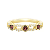 10K Yellow Gold Garnet & Diamond band
