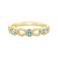 10K Yellow Gold Aquamarine & diamond band