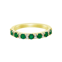10K Yellow Gold Classic Emerald & Diamond band