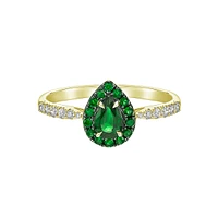 10K Yellow Gold Prong-set Emerald & Diamond ring