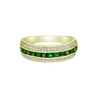 14K Yellow Gold Emerald ring with diamonds