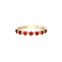10K Yellow Gold Prong-set Garnet & Diamond band