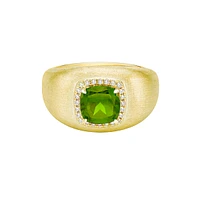 10K Yellow Gold Brushed Peridot & Diamond ring