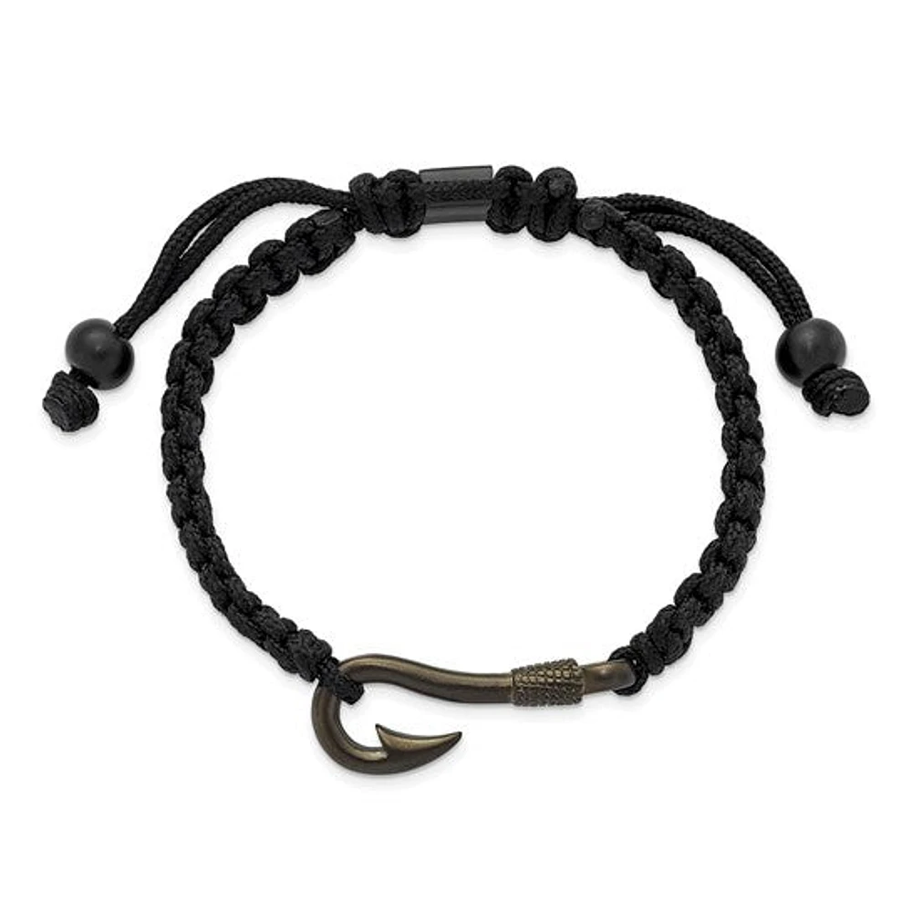 Chisel® Stainless Steel Brushed Gun Metal IP-Plated Fishing Hook Black Nylon - Adjustable, 6 inches - 9 inches