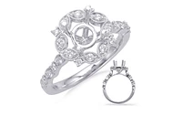 14K Round Brilliant Cut Halo Diamond Ring