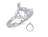 14K Marquise Cut Diamond Ring - Mount Only (No centre diamond) / Gold