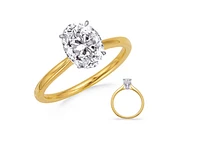 14K Oval Cut Hidden Halo Diamond Ring - Mount Only (No centre diamond) / Gold