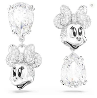 Swarovski Disney Minnie Mouse drop earrings Asymmetrical design, White, Rhodium plated  5668779 - Discontinued