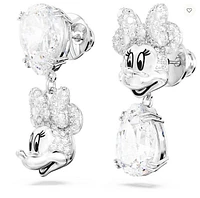 Swarovski Disney Minnie Mouse drop earrings Asymmetrical design, White, Rhodium plated  5668779 - Discontinued