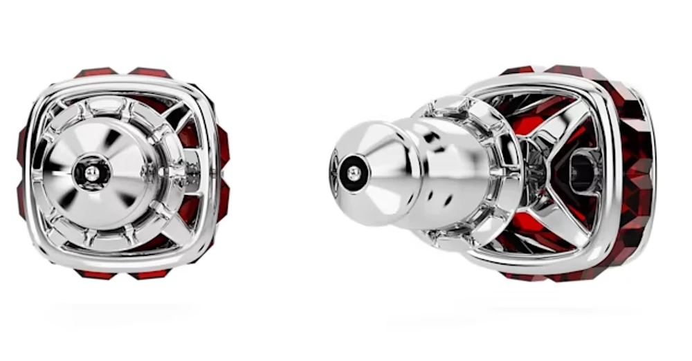 Swarovski - Birthstone stud earrings, Square cut, January, Red, Rhodium plated - 5660798
