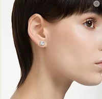 Swarovski - Birthstone stud earrings, Square cut, April, White, Rhodium plated - 5661957