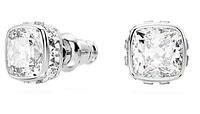 Swarovski - Birthstone stud earrings, Square cut, April, White, Rhodium plated - 5661957