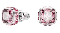 Swarovski Birthstone stud earrings, Square cut, June, Pink, Rhodium plated - 5660799