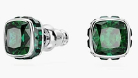 Swarovski Birthstone stud earrings, Square cut, May, Green, Rhodium plated - 5660801