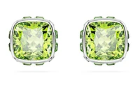 Swarovski Birthstone stud earrings, Square cut, August, Green, Rhodium plated - 5661958