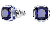 Swarovski Birthstone stud earrings, Square cut, September, Blue, Rhodium plated - 5660803