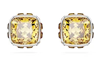 Swarovski Birthstone stud earrings, Square cut, November, Yellow, Rhodium plated - 5660802