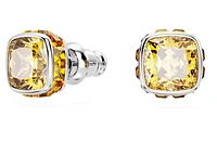 Swarovski Birthstone stud earrings, Square cut, November, Yellow, Rhodium plated - 5660802
