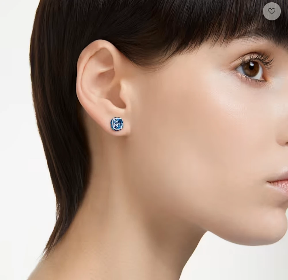 Swarovski Birthstone stud earrings, Square cut, December, Blue, Rhodium plated - 5660796