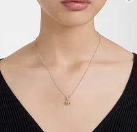 Birthstone pendant, Square cut, November, Yellow, Rhodium plated - 5651792