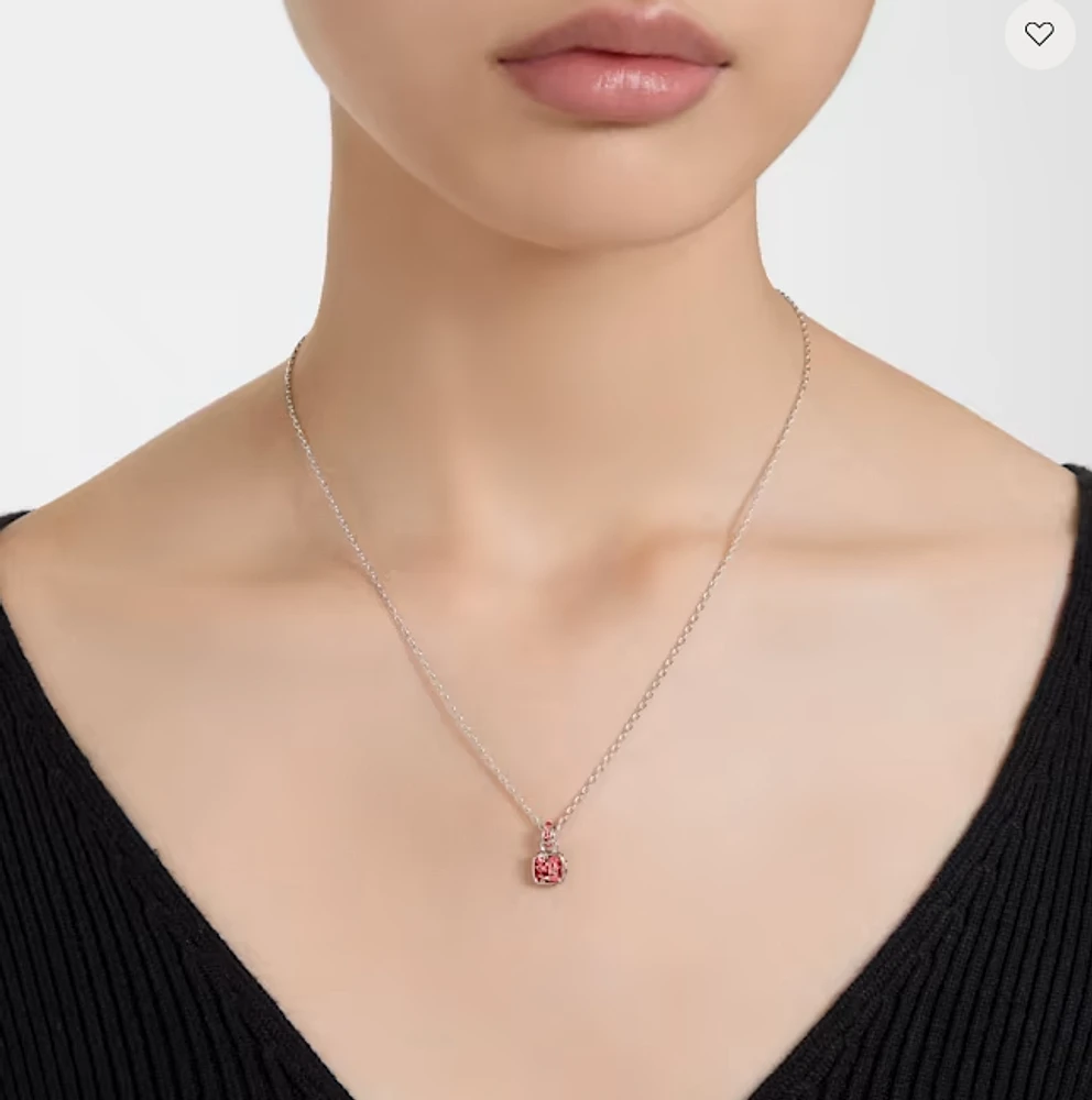 Swarovski Birthstone pendant, Square cut, July, Red, Rhodium plated - 5652043