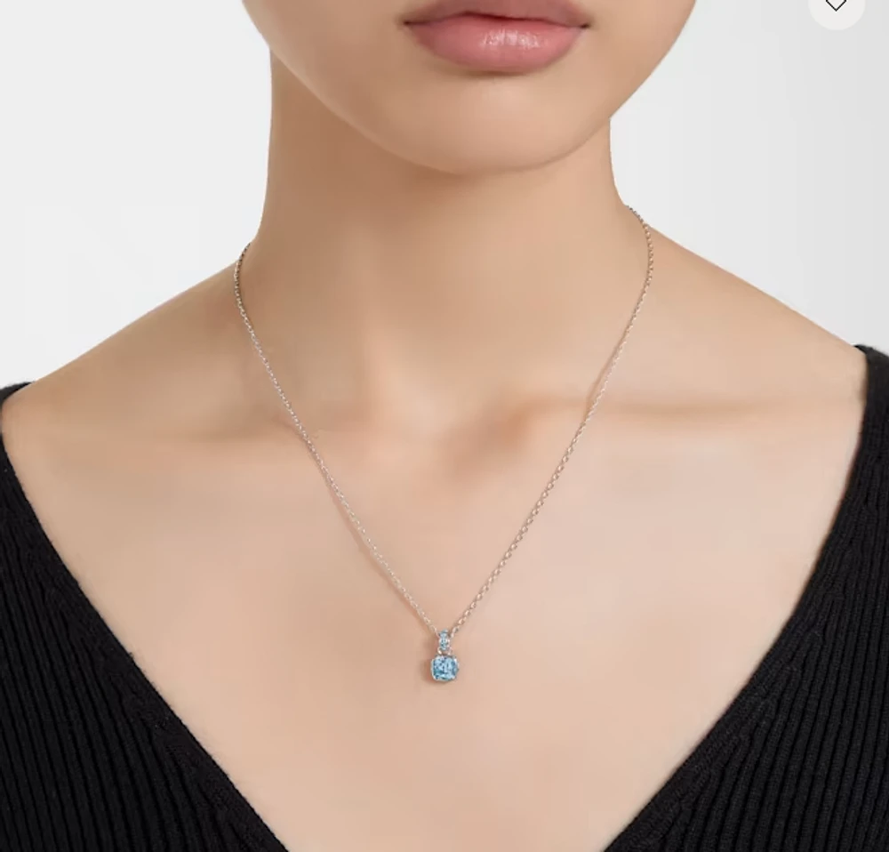 Swarovski Birthstone pendant, Square cut, December, Blue, Rhodium plated - 5651707
