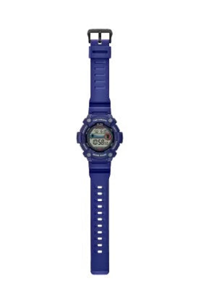 Casio Tide Graph Moon Phase Men's Sports Watch w/Illuminator (Model WS-1300H-2AV Blue), Blue, Digital