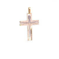 10K 2 Tone Yellow and White Gold Cross -  40mm x 23mm
