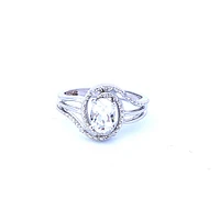 925 Sterling Silver White Topaz & Diamond Ring - 4.5