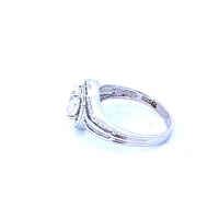 925 Sterling Silver White Topaz & Diamond Ring - 4.5