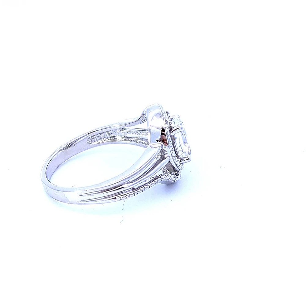 925 Sterling Silver White Topaz & Diamond Ring - 4.5