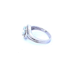 925 Sterling Silver Aquamarine & Diamond Ring - 4.5