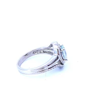 925 Sterling Silver Aquamarine & Diamond Ring - 4.5