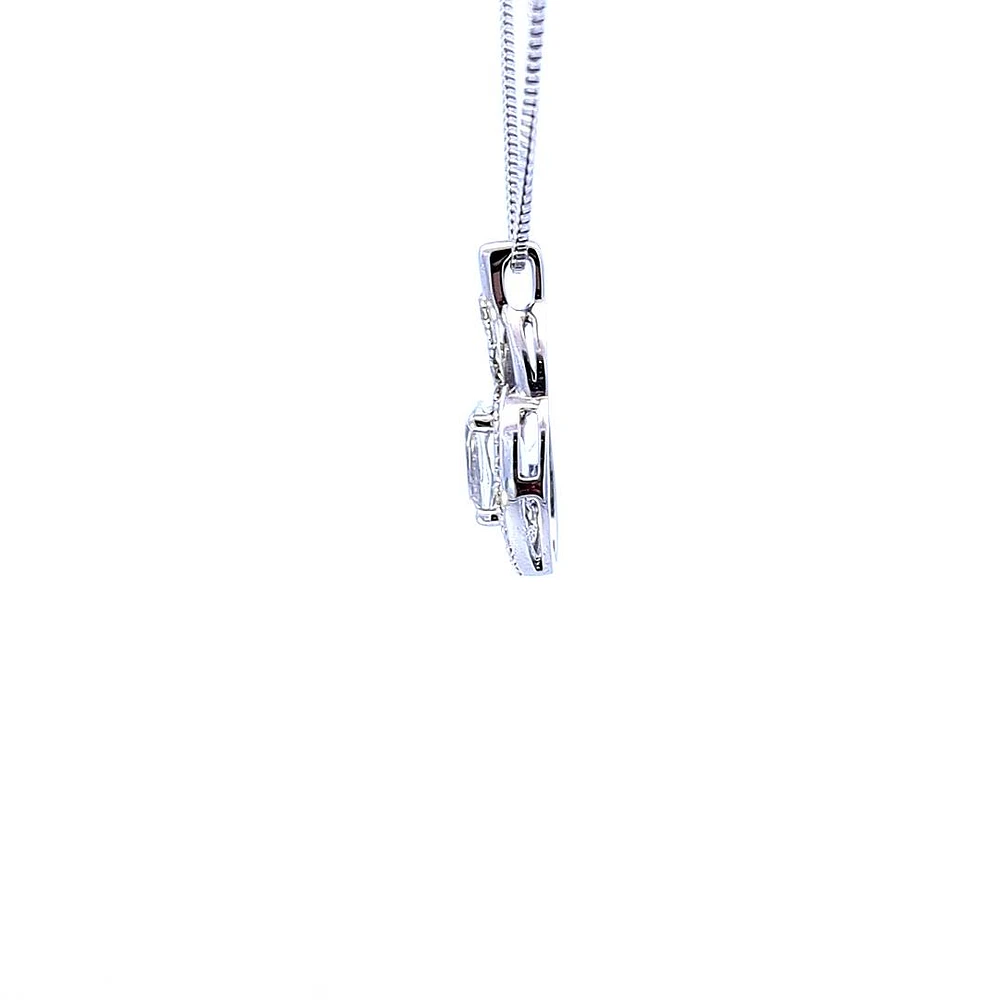 925 Sterling Silver White Topaz & Diamond Necklace