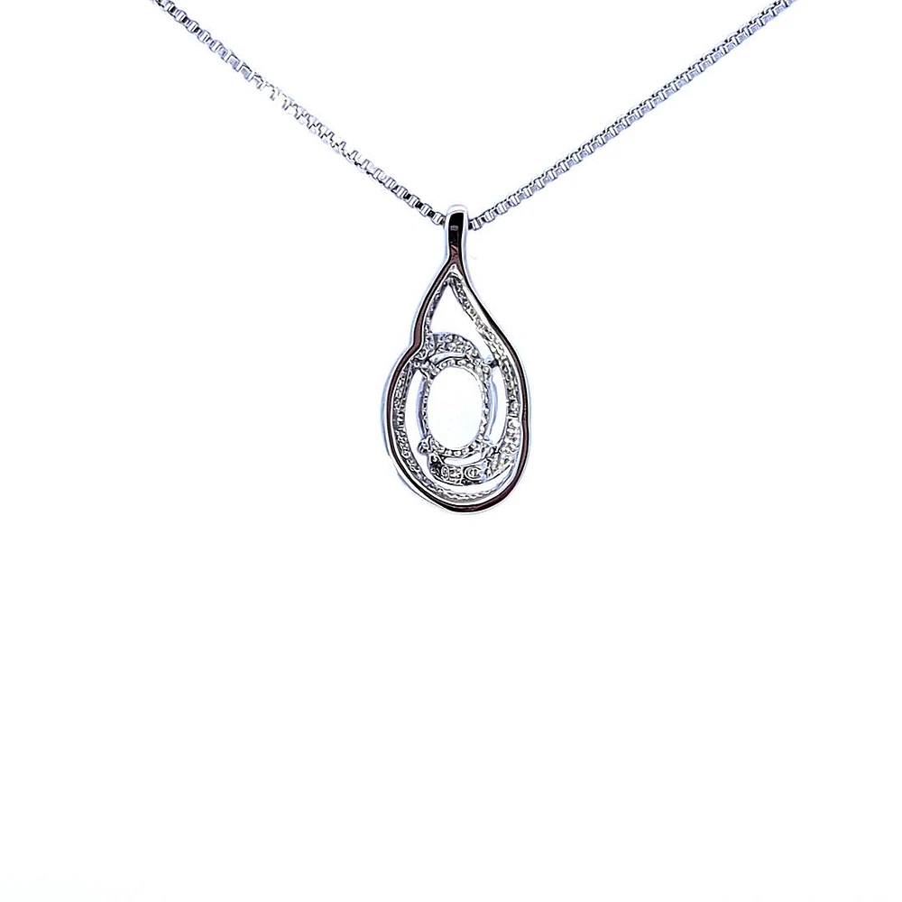 925 Sterling Silver White Topaz & Diamond Necklace