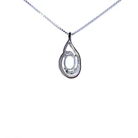 925 Sterling Silver White Topaz & Diamond Necklace