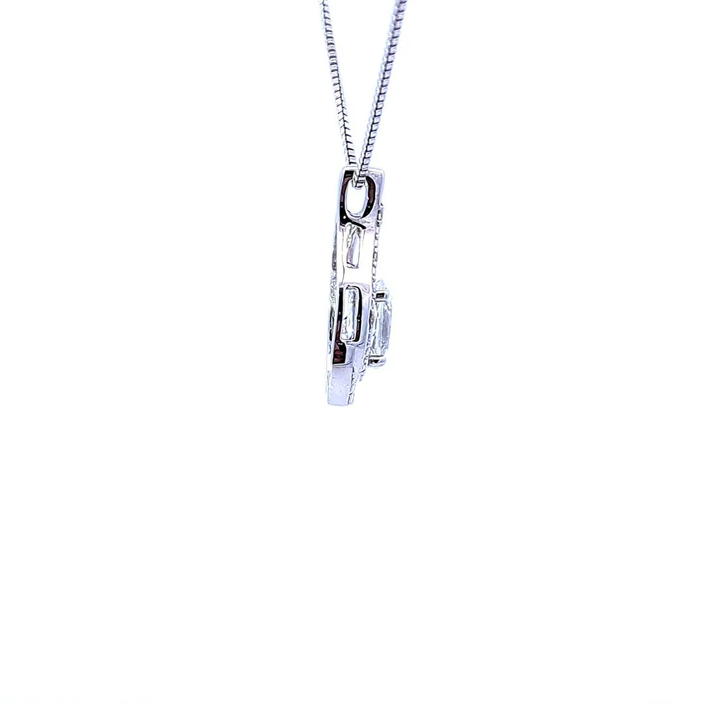 925 Sterling Silver White Topaz & Diamond Necklace