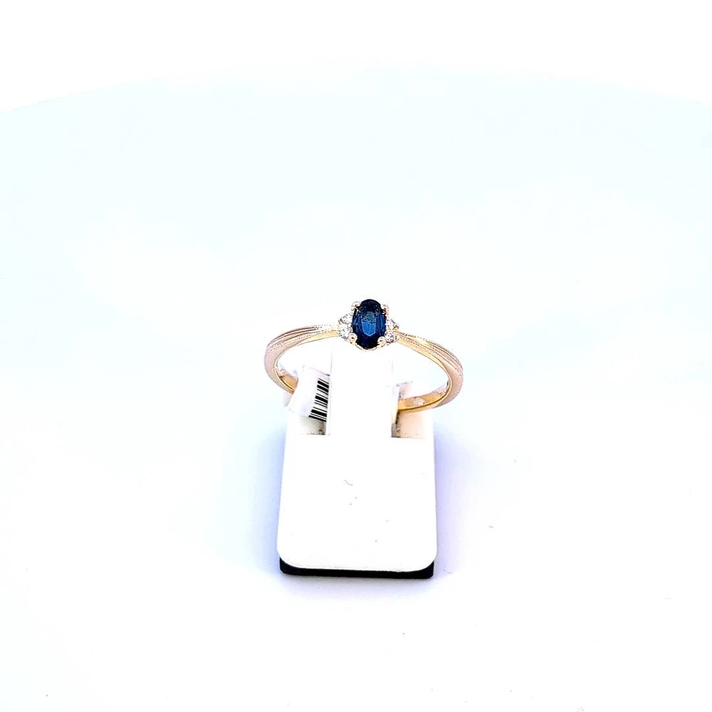 10K Yellow Gold 0.25cttw Genuine Sapphire & 0.03Cttw Diamond Ring - / 4.5