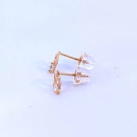 14K Yellow Gold Baby Star Earrings with Cubic Zirconia Screwback